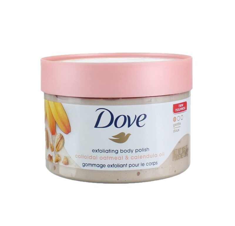 Dove Exfoliating Body Polish with Colloidal Oatmeal and Calendula Oil - Nourishing Body Scrub with ? Moisturizing Cream for Smooth Skin and Gentle Exfoliation