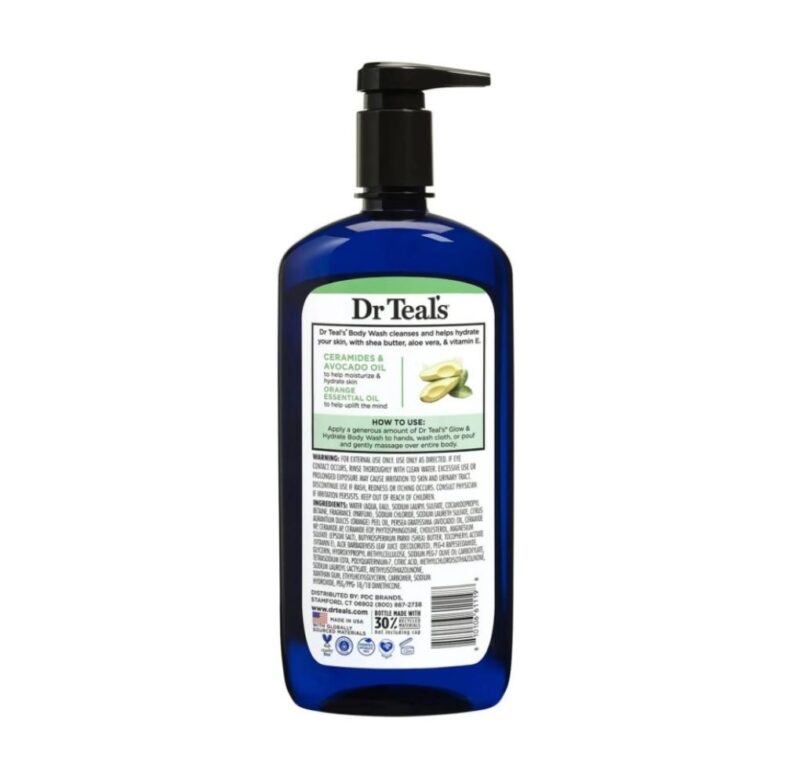 Dr. Teal's Glow & Hydrate Body Wash With Ceramides and Avocado Oils - Paraben-Free Cleansing and Hydrating Body Wash with Aloe Vera and Vitamin E - Image 2