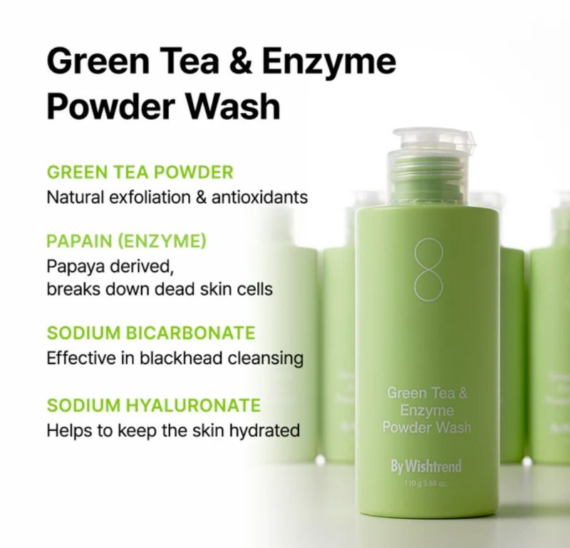 By Wishtrend Green Tea & Enzyme Powder Face Wash - All-in-one, Hydrating Daily Facial Cleanser and Gentle Exfoliator for Pores and Blackheads - Image 4